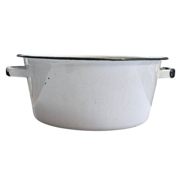 Other - Vintage Enamel Pot White & Black Rim Pan Rustic Kitchen Decor Cookware